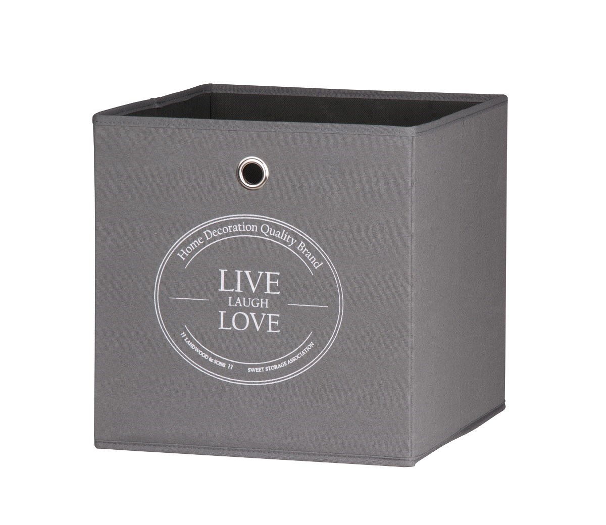 Boite-cube-rangement-Alfa-1-001949-gris-live-laugh-love-32cm-Finori