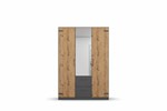 Armoire-3 portes-1 miroir-Butte-decor-chene-artisan-136cm-02-Rauch