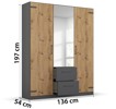 Armoire-3 portes-1 miroir-Butte-decor-chene-artisan-136cm-03-Rauch