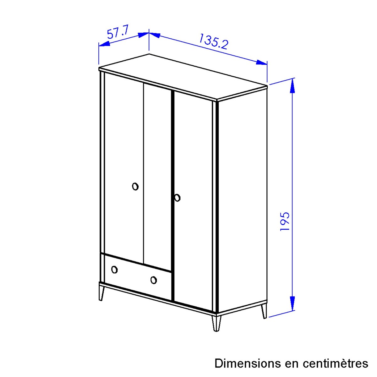 Armoire 3 portes Marcel chêne + blanc Meubles Crack
