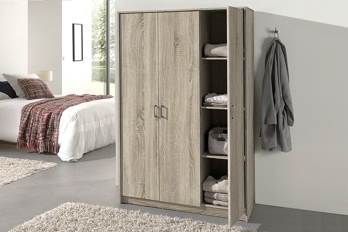 Armoire dressing 225 cm à double penderie de chambre à coucher