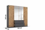 Armoire-4 portes-2 miroirs-Butte-decor-chene-artisan-181cm-03-Rauch