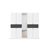 Armoire-8-portes-pleines-1-porte-miroir-2-grands-tiroirs-imitation-chene-atlantic-fonce-57T2-Ticao-blanc-front-Rauch