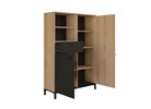 Bar-2-portes-1-tiroir-2-niches-Trust-decor-bois-brun-noir-chene-helvezia-J0J230-102cm-open-Gautier