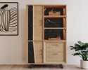 Bar-2-portes-2-tiroirs-3-niches-Richard-millenium-oak-nature-zebra-marble-K545ZEB-BAR1-126,8cm-ambi-Evan