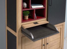 Bar-biblitohèque-1-porte-coulissante-1-petit-bureau-Boheme-decor-brun-beige-bois-creme-brule-poncage-grossier-rouge-metal-noir-120cm-detail-bureau-AEF