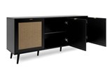 Buffet-Vienna-51A-sideboard-black-natur-cane-persp-open-150cm-Finori