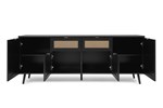 Buffet-Vienna-51B-sideboard-black-natur-cane-front-open-180cm-Finori