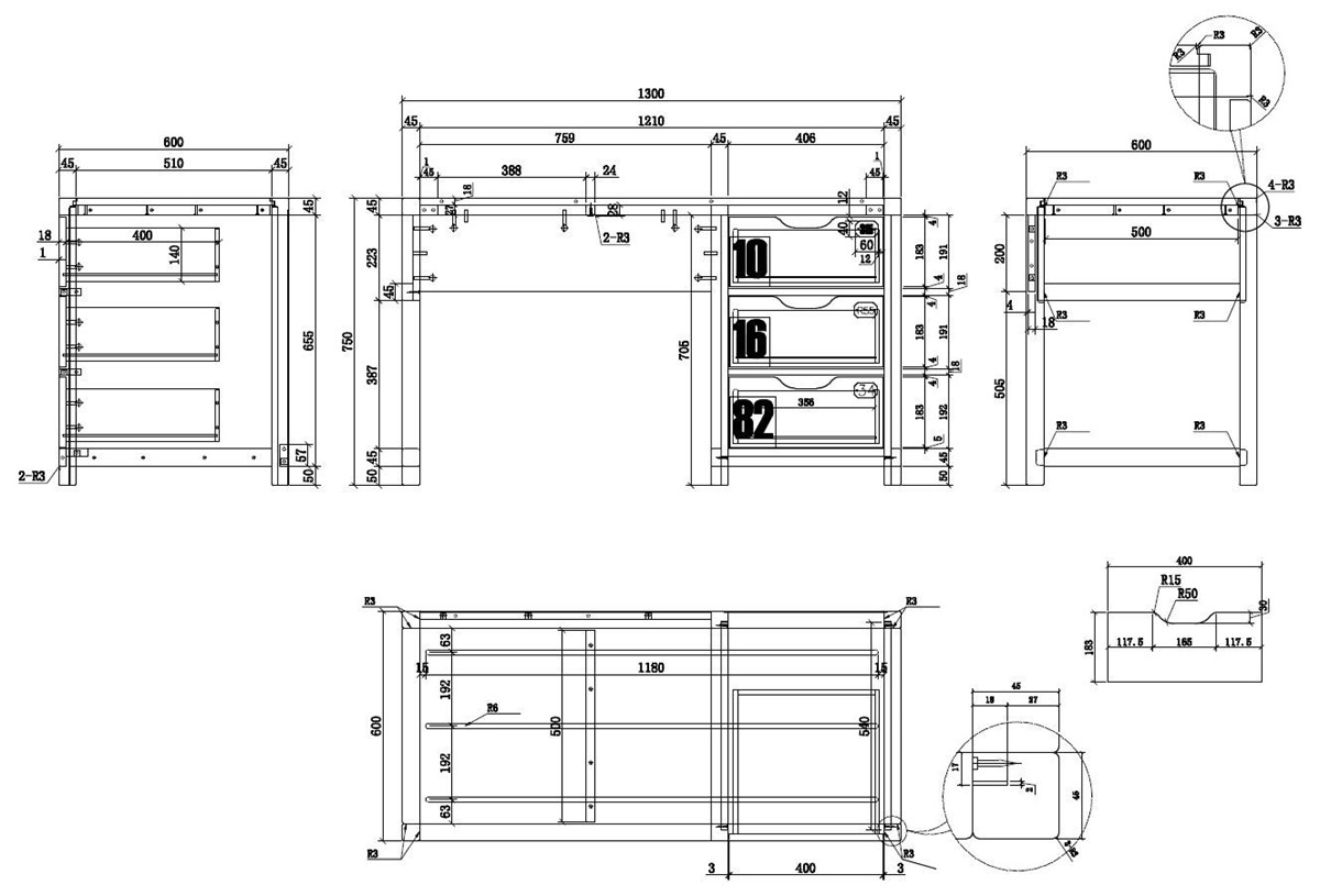 Bureau Ado 130 cm et Bibliothèque en Bois – Alex - Vipack