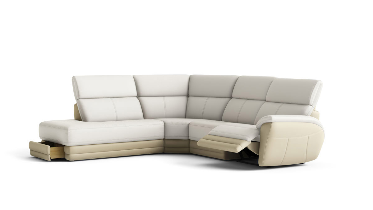 Canape-angle-Valmer-cuir-trentino-desert-blanc-beige-bicolore-terminal-tiroir-relax-electrique-progr