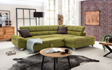 Canape-angle-convertible-Gemini-tissu-vert-gris-coussins-lit-ouvert-Cotta
