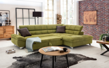Canape-angle-convertible-Gemini-tissu-vert-gris-coussins-lit-ouvert-Cotta