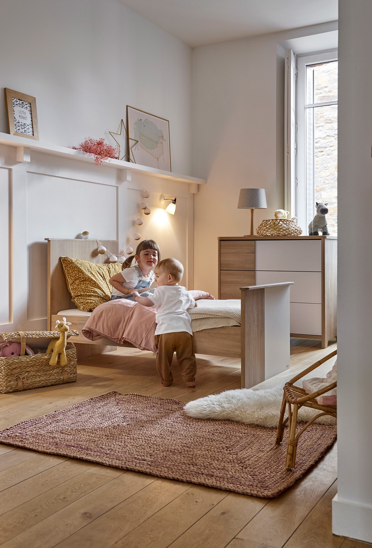 Chambre bébé avec lit évolutif Sacha - chêne - Meubles Crack