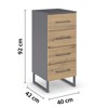 Commode-4 tiroirs-40 cm-Butte-6B20-Artisan oak-Metallic grey-03-Rauch