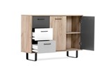 Commode-Orlando-3-decor-chene-gris-craft-noir-blanc-120cm-side-open-02-Finori
