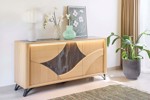 Dressoir-3 portes-200 cm-Riviera-194101-chene brosse-ceramique brun-02-Girardeau