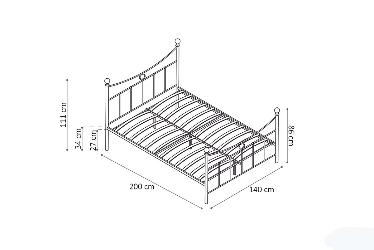 Lit 2 personnes 160x200 cm anthracite et blanc - MALIA