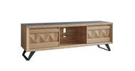 Meuble-tv-2-portes-2-niches-175cm-Delta-incrustation-pointes-de-diamant-111700-teinte-353-ton-brut-brosse-Girardeau