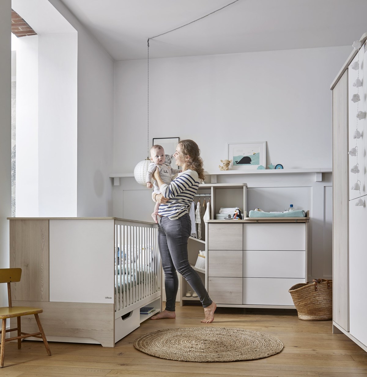 Chambre bébé avec lit évolutif Sacha - chêne - Meubles Crack