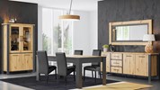 Salle-a-manger- Eden-decor-papier-coloris-jesion-portland-dab-artisan-chaises-roko-noir-Divaco