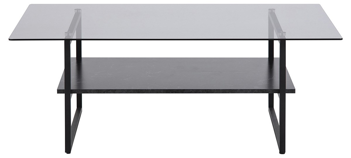 Table-de-salon-Okaya-87004-plateau-verre-etagere-melamine-decor-marbre-noir-pieds-metal-noir-110cm-0