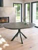 Table-extensible-ronde-Colza-céramique-gris-mouchete-pied-metal-700900-120-160cm-open-Girardeau
