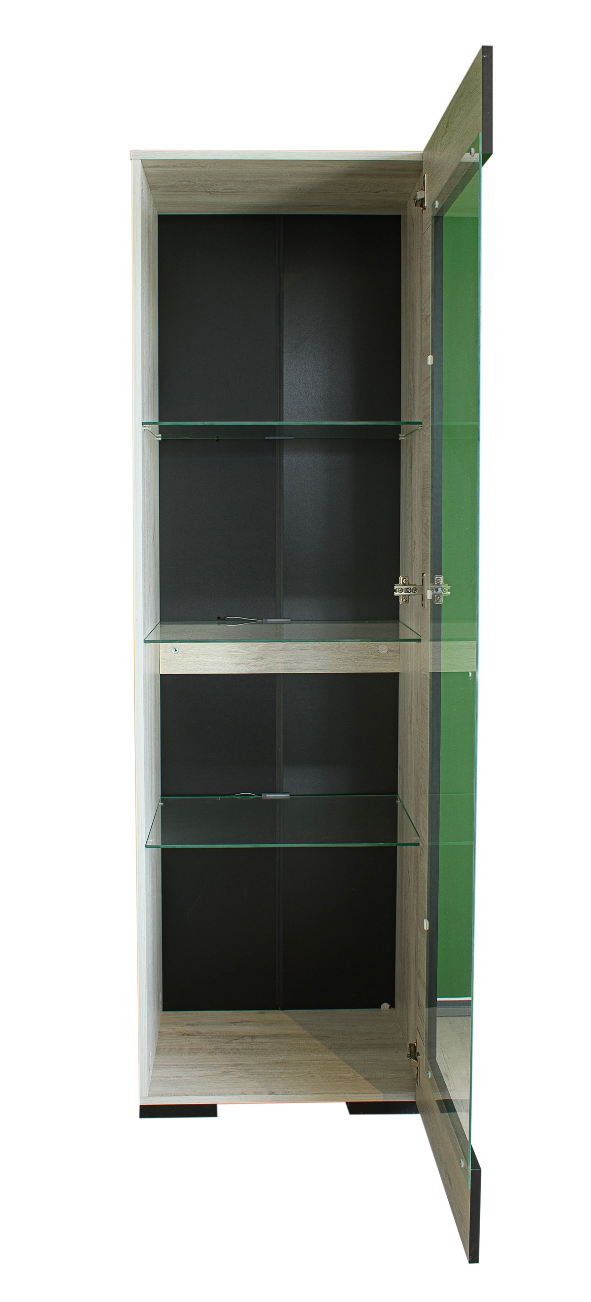 Vitrine-1-porte-Elba-decor-papier-coloris-chene-blanchi-55cm-open-1-Divaco