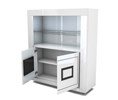 Vitrine-2-portes-Riva-II-decor-laque-blanc-noir-130cm-open-Albea-Mobili