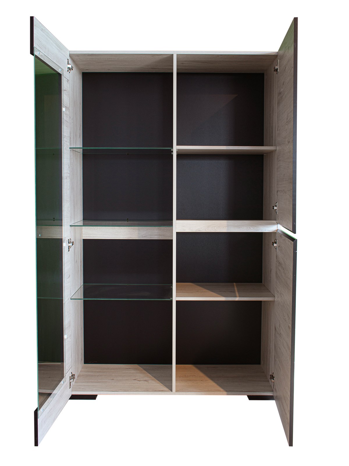 Vitrine-Elba-decor-papier-coloris-chene-blanchi-open-110cm-Divaco