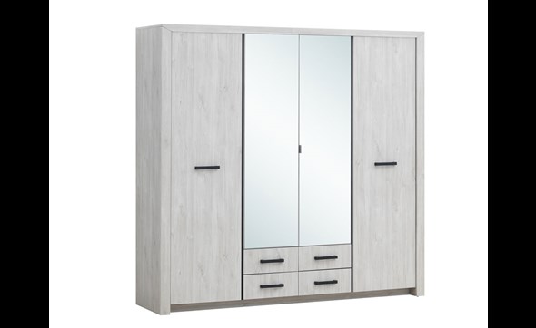 Armoire-4-portes-Elvis-decor-bois-chene-blanc-218cm-Oosterlynck