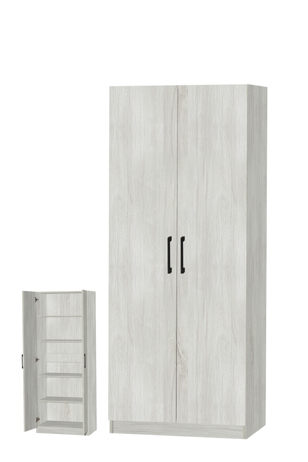 Armoire de rangement-2 portes-60 cm-200103-02-White oak-01-Oosterlynck