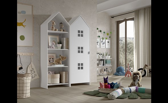 Armoire-1-porte+ bibliotheque-Casami-Bruges-MDF-lanque-blanc-01-Vipack