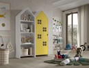 Armoire-1-porte+ bibliotheque-Casami-Bruges-MDF-lanque-jaune-01-Vipack