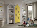 Armoire-1-porte+ bibliotheque-Casami-Bruges-MDF-lanque-jaune-01-Vipack