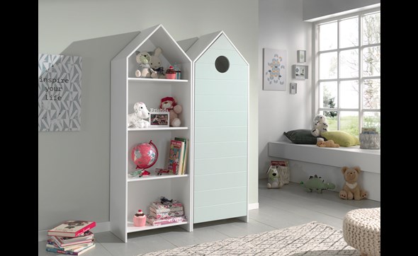 Armoire-1-porte-bibliotheque-Casami-MDF-laque-blanc-vert-116cm-CSCO0203-Vipack