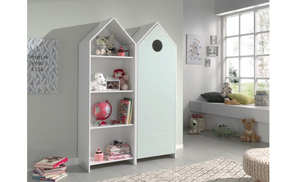 Armoire-1-porte-bibliotheque-Casami-MDF-laque-blanc-vert-116cm-CSCO0203-Vipack