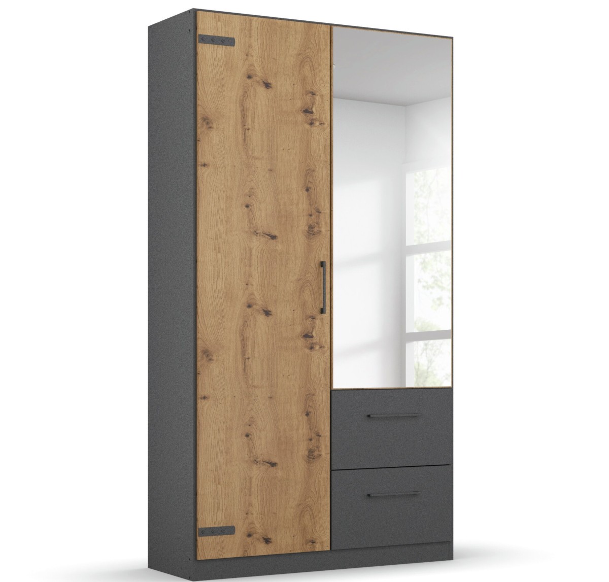 Armoire-2-portes-1-miroir-Butte-decor-chene-artisan-91cm-01-Rauch
