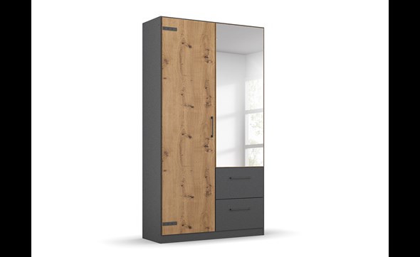 Armoire-2-portes-1-miroir-Butte-decor-chene-artisan-91cm-Rauch