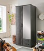 Armoire-2-portes-2-tiroirs-Duisburg-decor-bois-graphite-digisteel-miroir-90cm-T27-210-Wimex