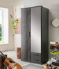 Armoire-2-portes-2-tiroirs-Duisburg-decor-bois-graphite-digisteel-miroir-90cm-T27-210-Wimex