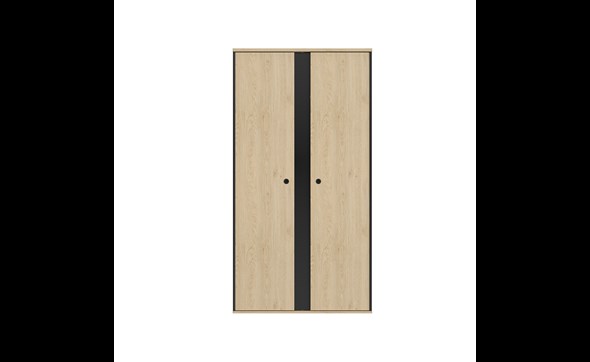 Armoire-2-portes-Duplex-decor-chataignier-naturel-noir-G72173-105cm-front-Gautier