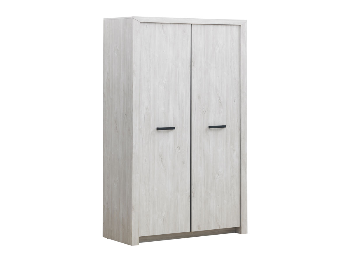 Armoire-2-portes-Elvis-decor-bois-chene-blanc-126cm-Oosterlynck
