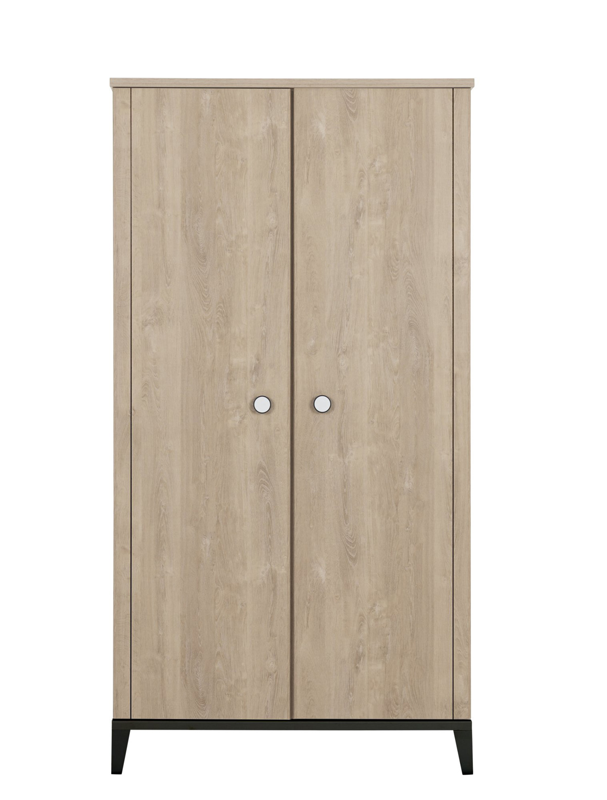 Armoire-2-portes-Marcel-decor-chene-blond-noir-front-Gautier
