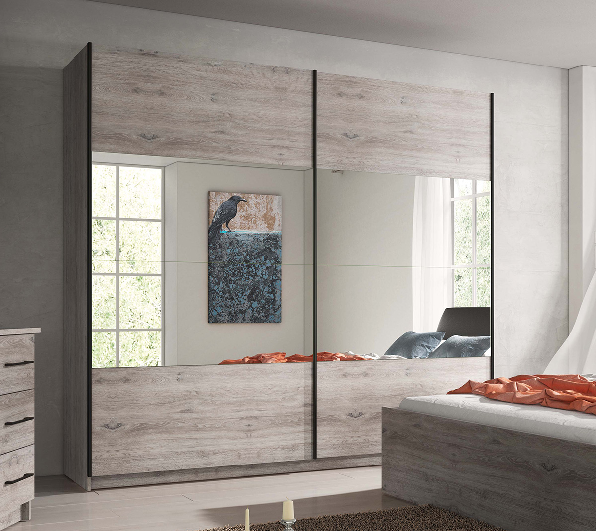 Armoire-2-portes-coulissantes-Tiffany-decor-chene-chateau-225cm-Dullaert
