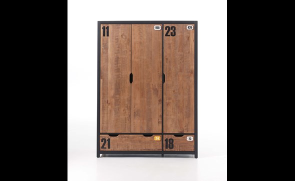 Armoire-3-portes-2-tiroirs-Alex-bois-massif-MDF-148cm-Vipack