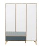 Armoire-3-portes-2-tiroirs-Larvik-decor-chene-clair-blanc-bleu-H0L.180-153cm-front-Gautier