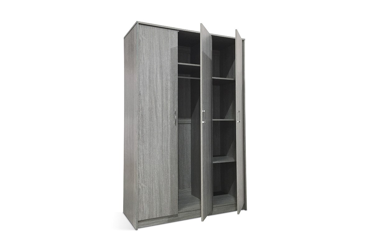 Armoire de rangement Ray 120cm à 3 portes et 4 tablettes - blanc Moderne -  Rousseau