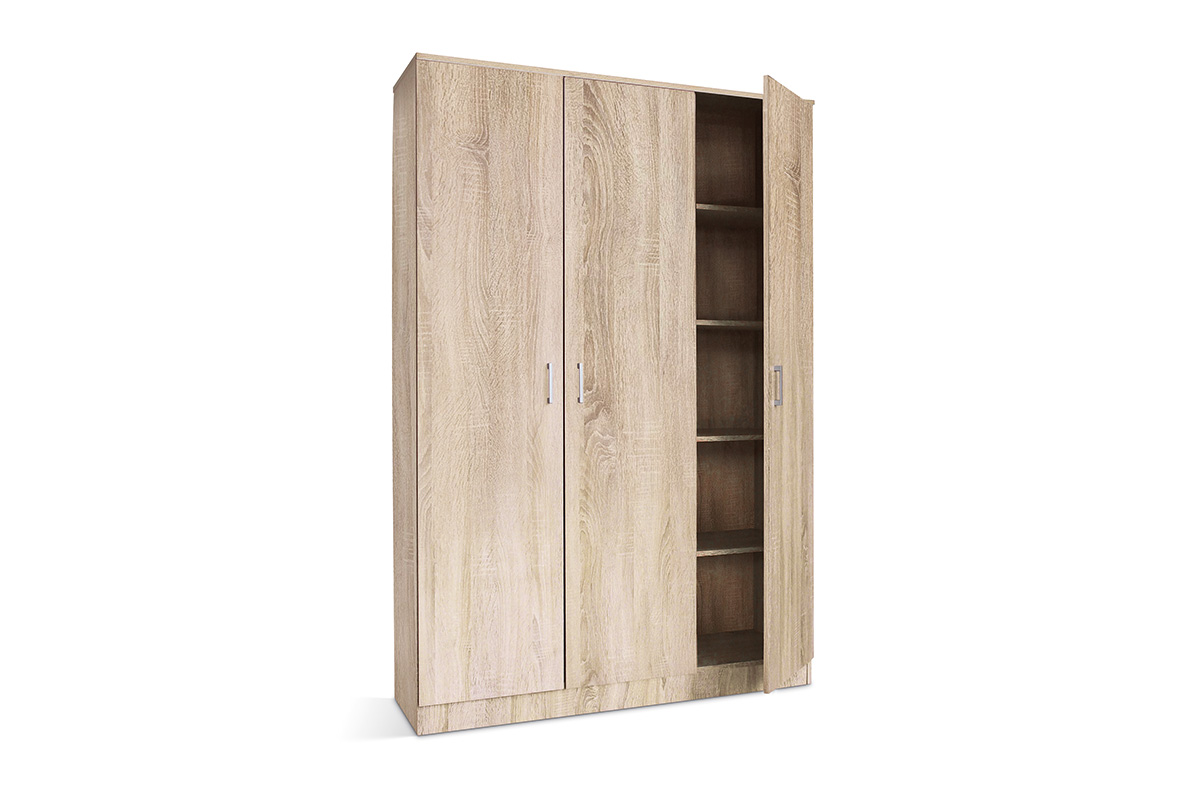 Armoire-3-portes-Ray-6410-2-decor-chene-sonoma-120cm-open-Rousseau