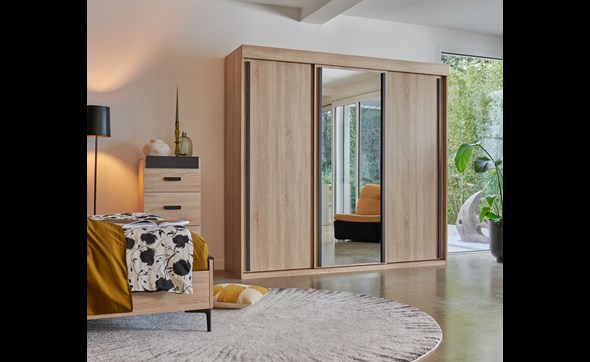 Armoire-3-portes-coulissantes-First-melamine-chene-clair-Celio