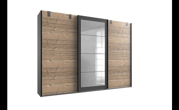 Armoire-3-portes-coulissantes-miroir-Malmoe-decor-silver-fir-graphite-270cm-Wimex